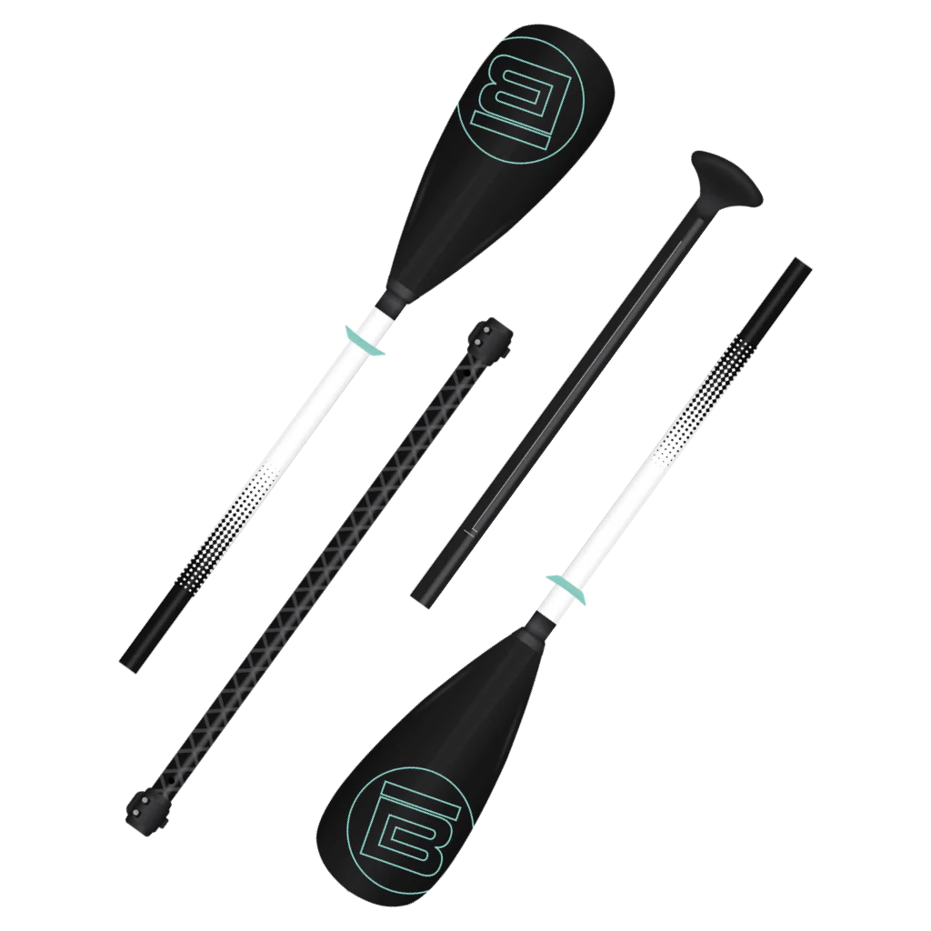 4-Piece Kids Hybrid Adjustable Fiberglass Paddle Black